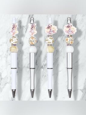 Fairy White & Silver Beaded Ballpoint Pen’s 🧚🏻Pick One🧚🏻